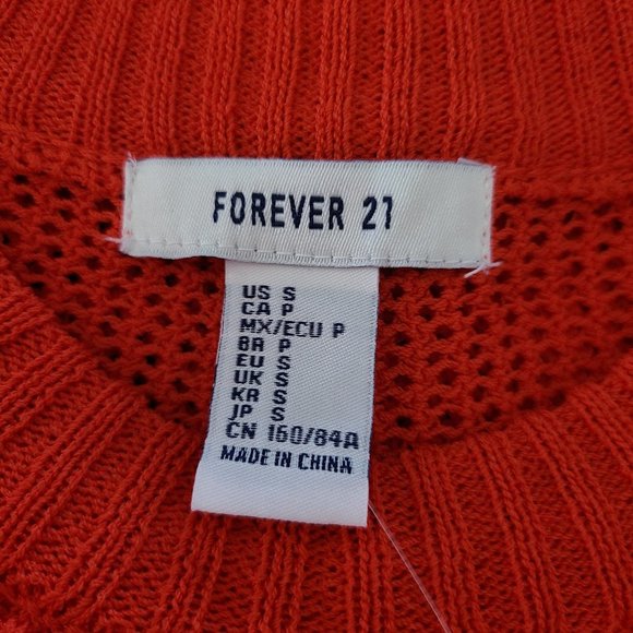FOREVER 21 Red/Orange Mesh Knit Short Top S - Picture 4 of 6